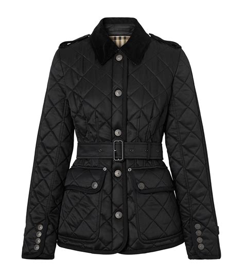 burberry short black zip jacket|ladies quilted black Burberry jacket.